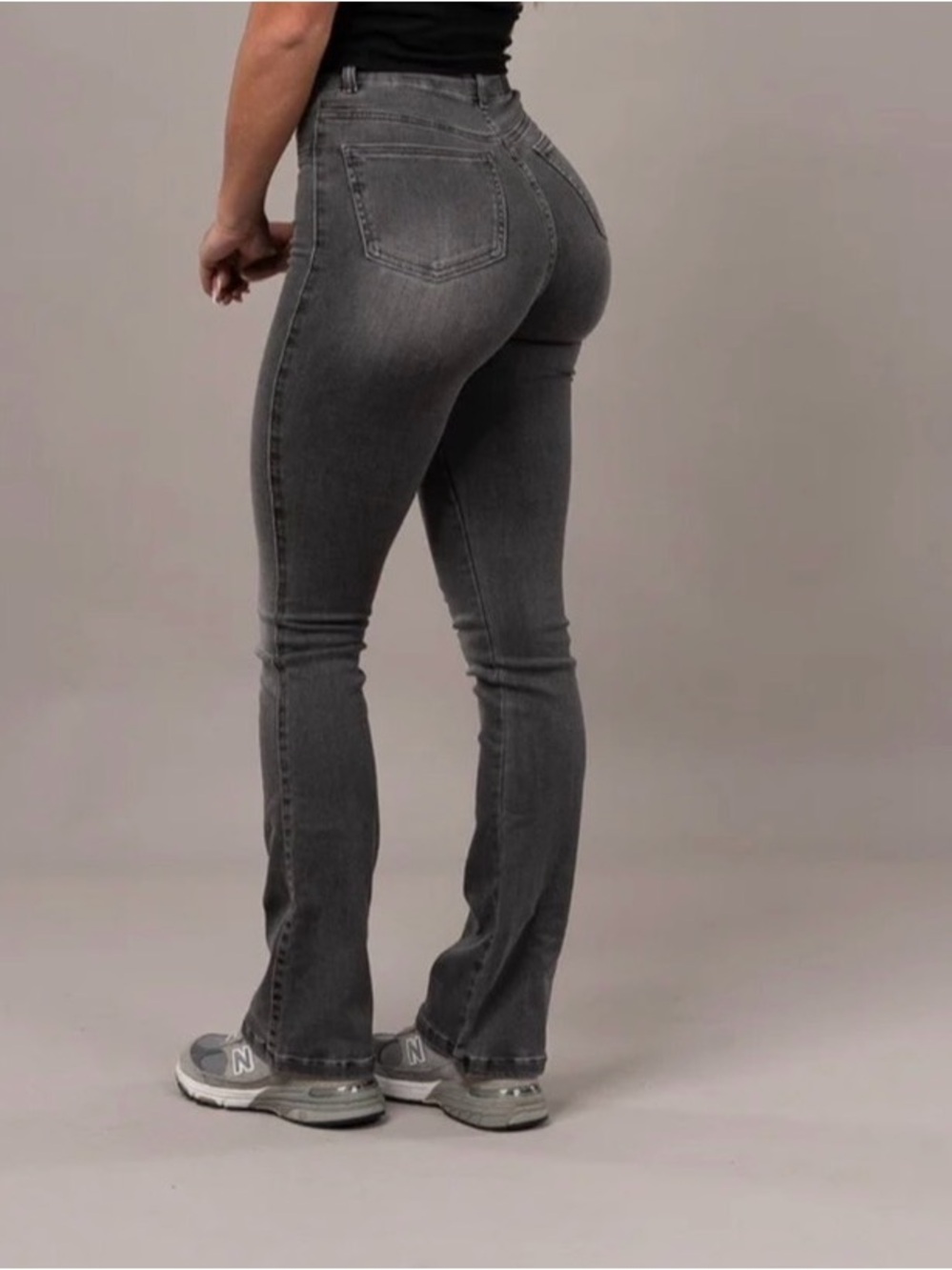 High-Rise Gray Flare Jeans for Women